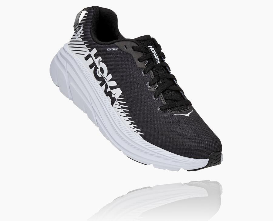 Hoka Australia One One Rincon 2 - Mens Running Shoes Black/White - SEPAQ-2481